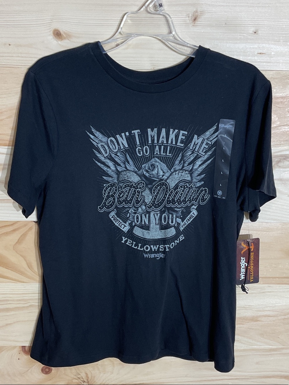 Wrangler Black Yellowstone Graphic Tee with Crest Print